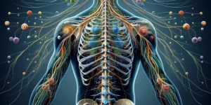 DALL·E 2024 03 05 10.37.43 Create a comprehensive and dynamic illustration that combines both the central and peripheral nervous systems in a single image depicted within the c